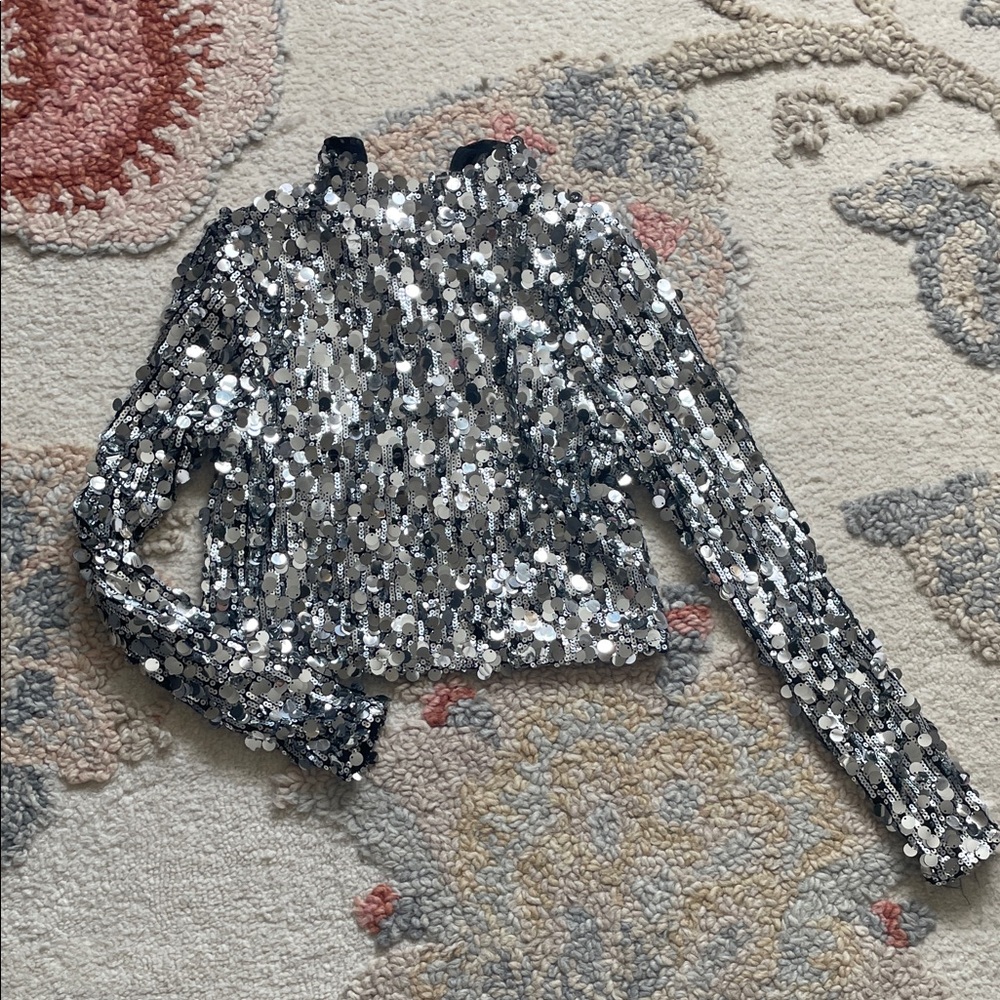 DKNY Silver Sequin Top